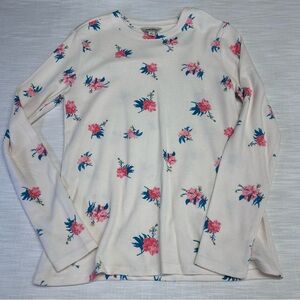 NWOT Lucky Brand long sleeve thermal Floral Blouse waffle knit size medium